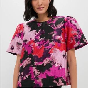 Pomander Place Pink and Black Abstract Blouse